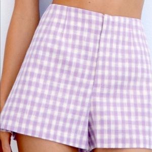 Zara high waisted plaid purple shorts size small